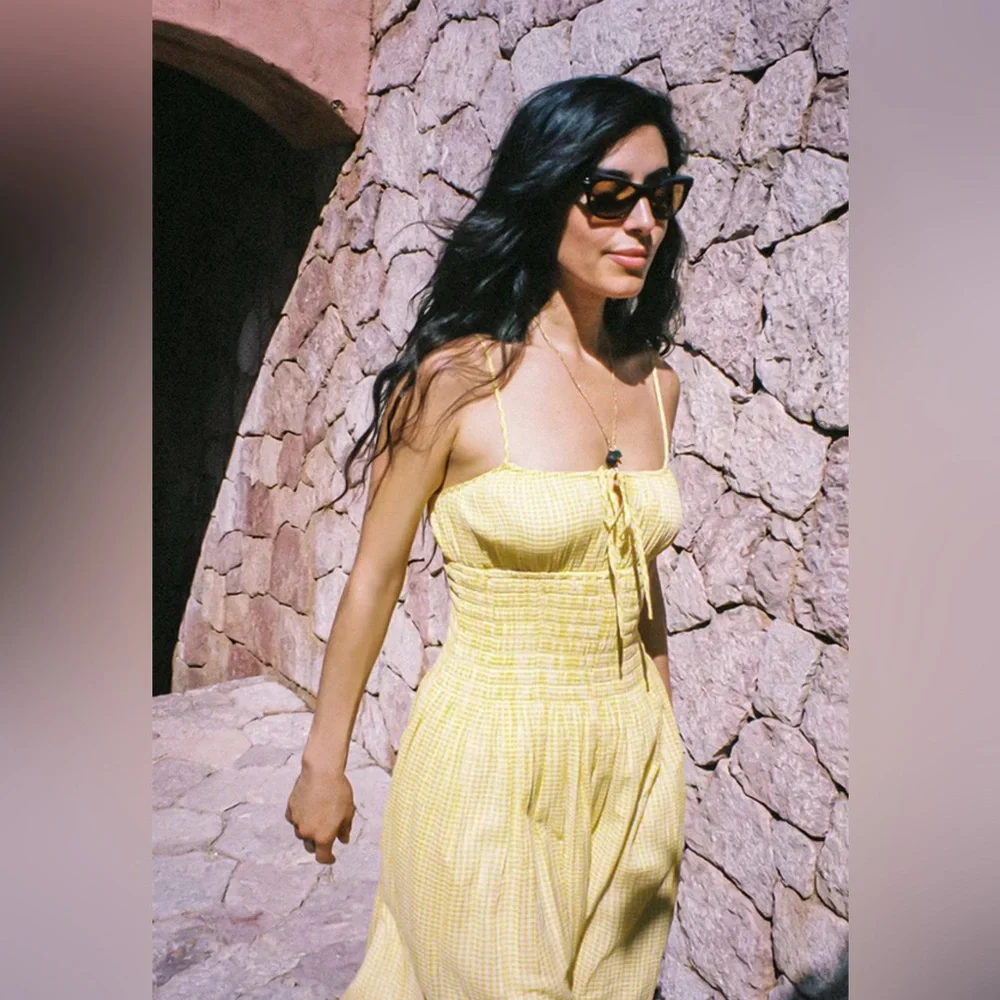 NWT Ciao Lucia Barbara Sun Gingham Cotton Dress, M - Picture 3 of 7